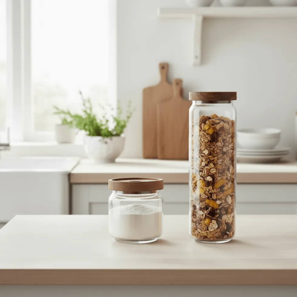 2-pk Glasskrukker med trelokk
