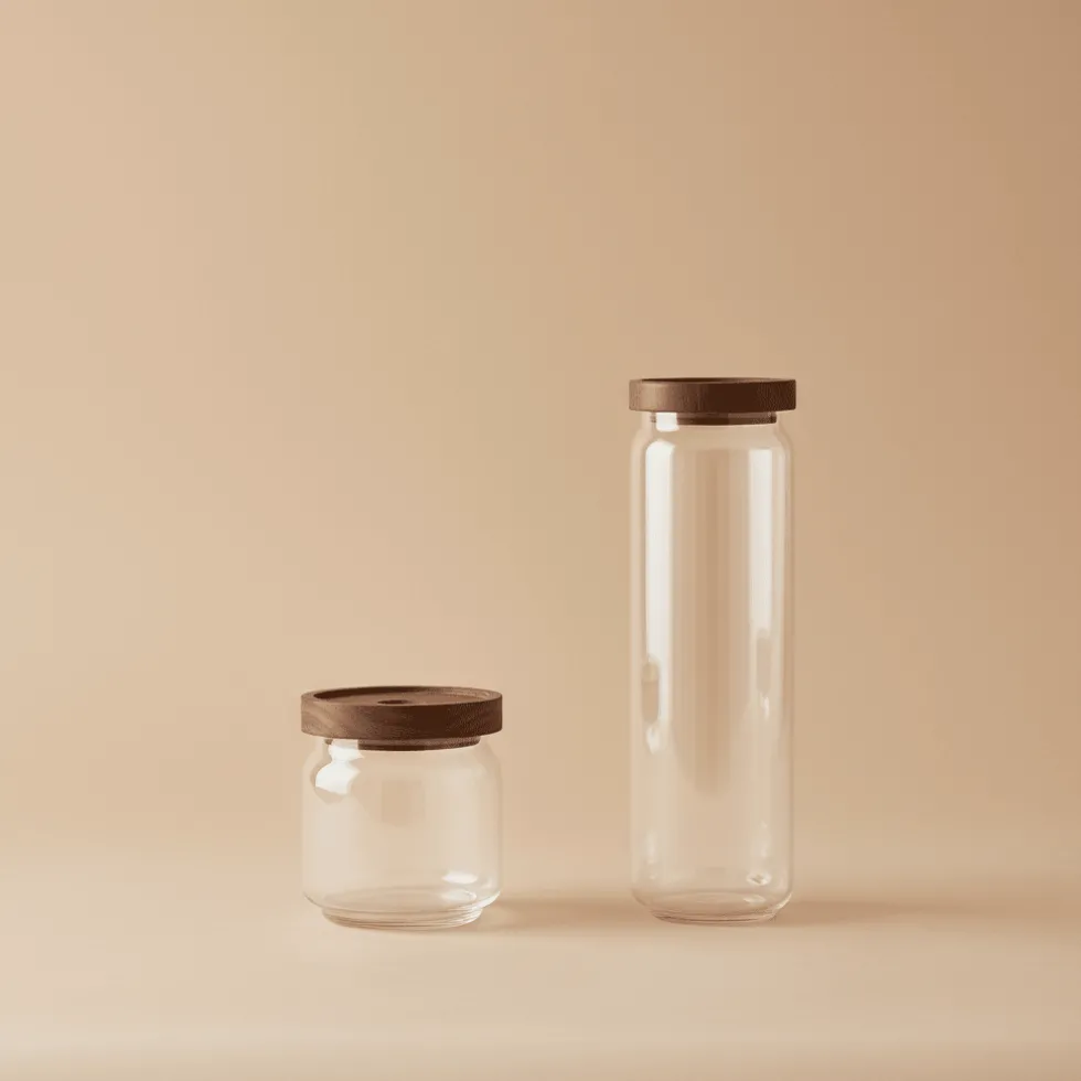 2-pk Glasskrukker med trelokk