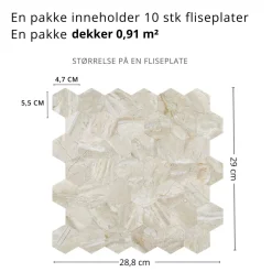 10-pk Grace hexagon selvklebende veggfliser