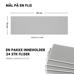 24-pk Hailey grå selvklebende veggfliser