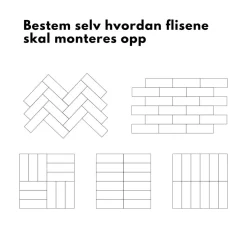 24-pk Hailey sort selvklebende veggfliser