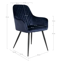 2-pk Harbo spisestol blå velur
