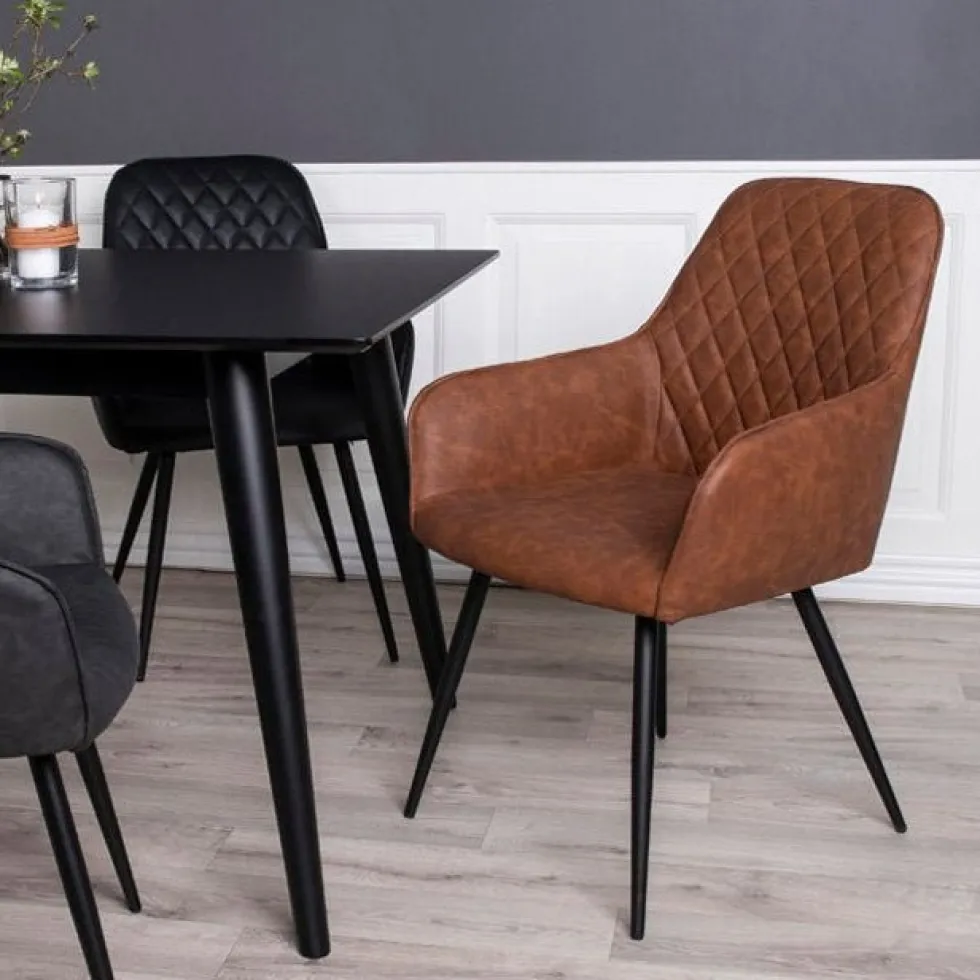 2-pk Harbo spisestol brun PU-skinn