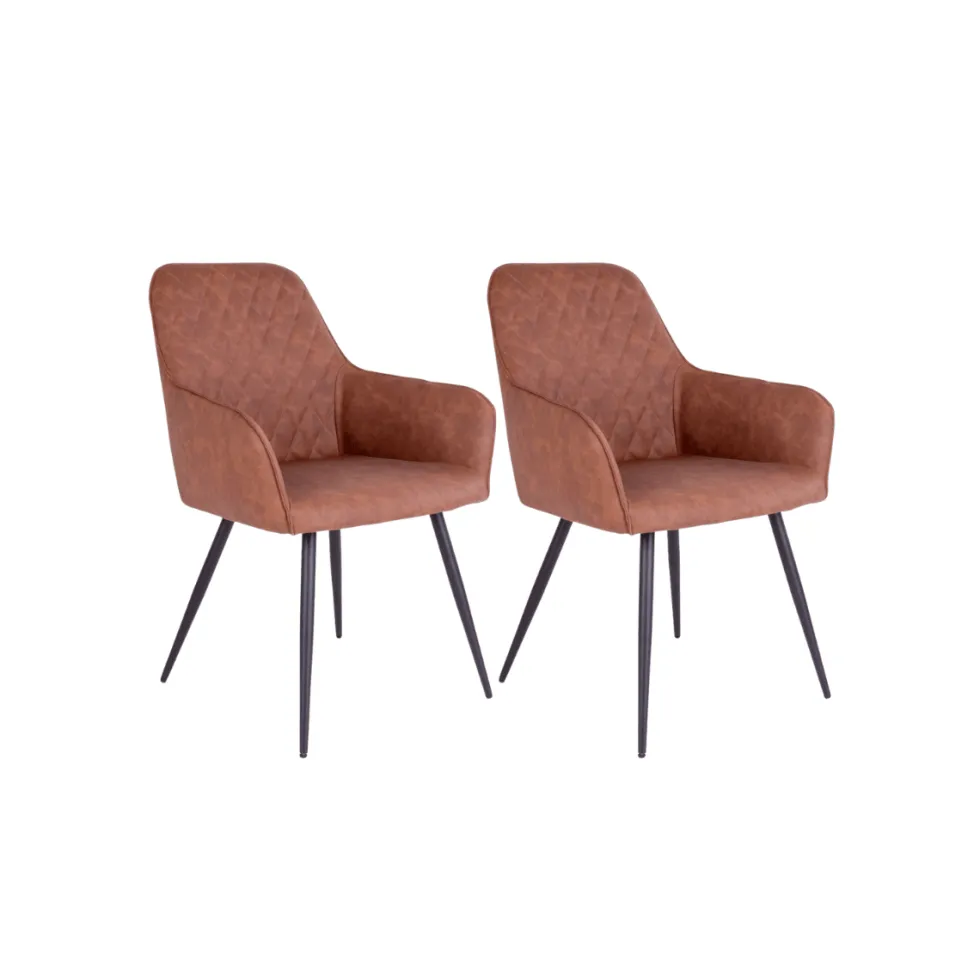 2-pk Harbo spisestol brun PU-skinn