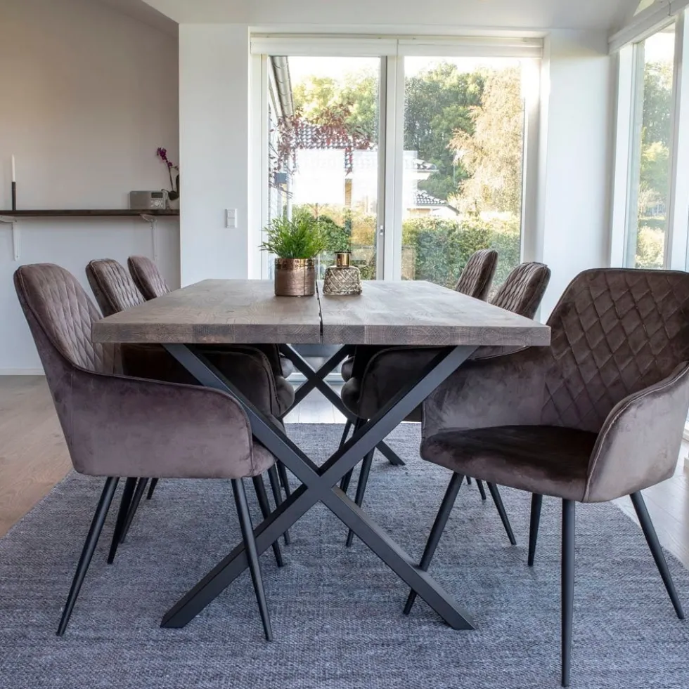 2-pk Harbo spisestol lys brun velur