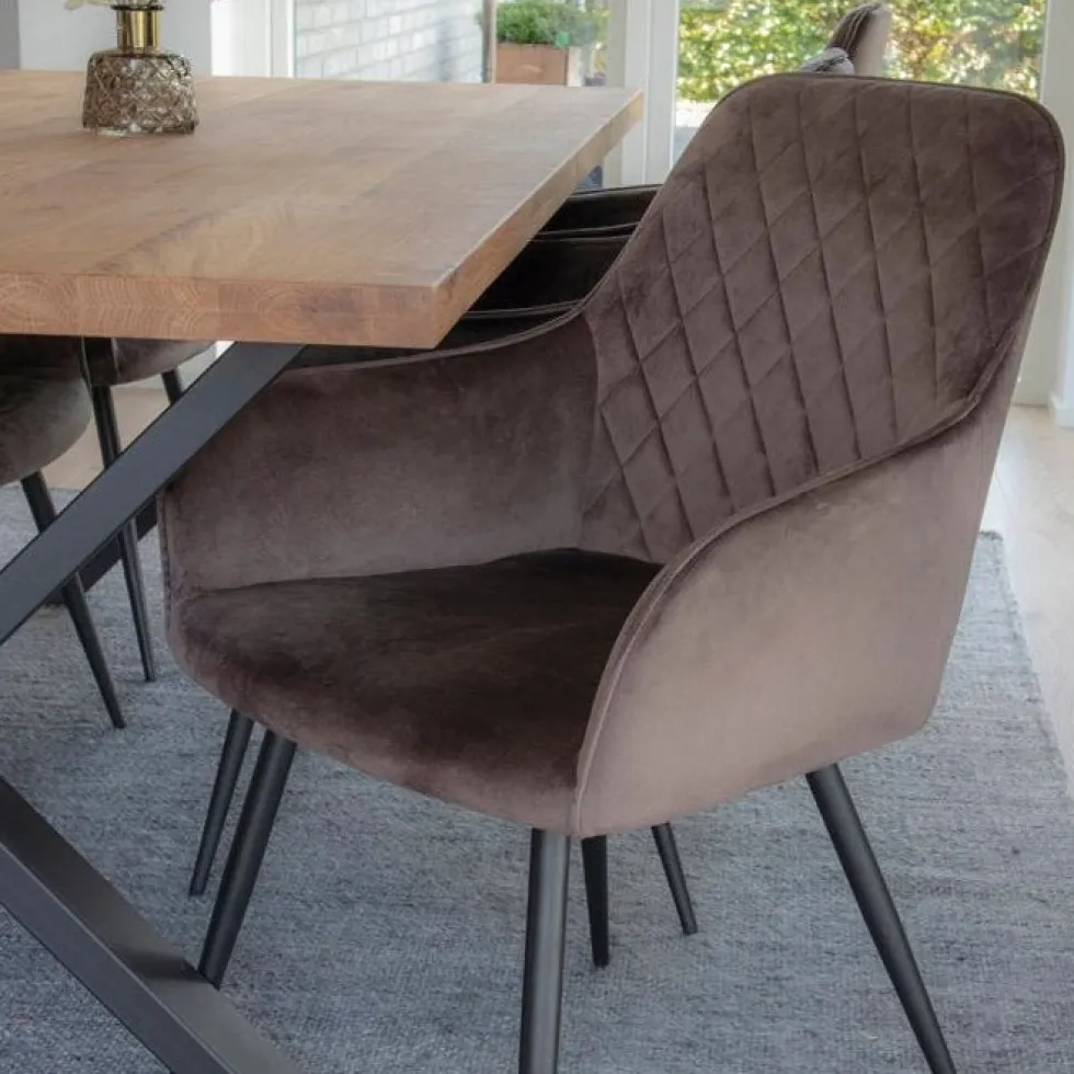 2-pk Harbo spisestol lys brun velur
