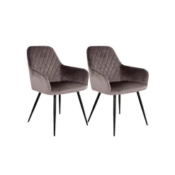 2-pk Harbo spisestol lys brun velur