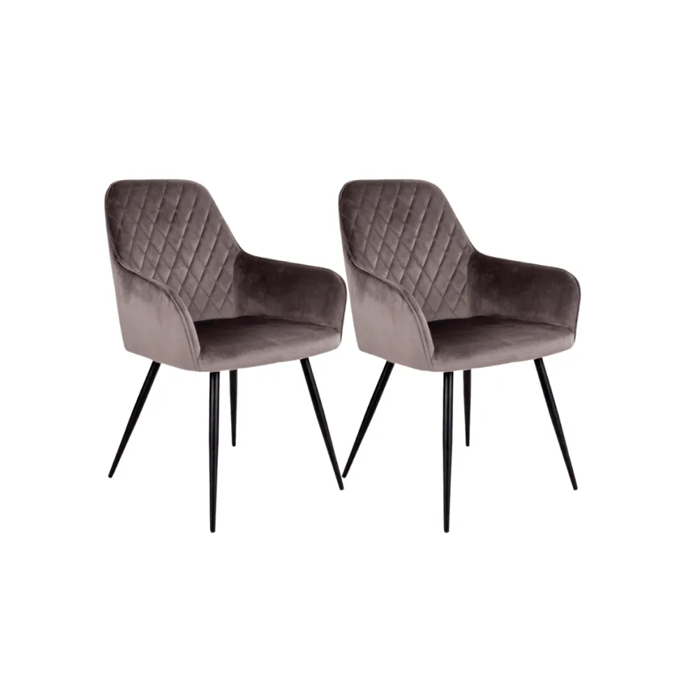 2-pk Harbo spisestol lys brun velur