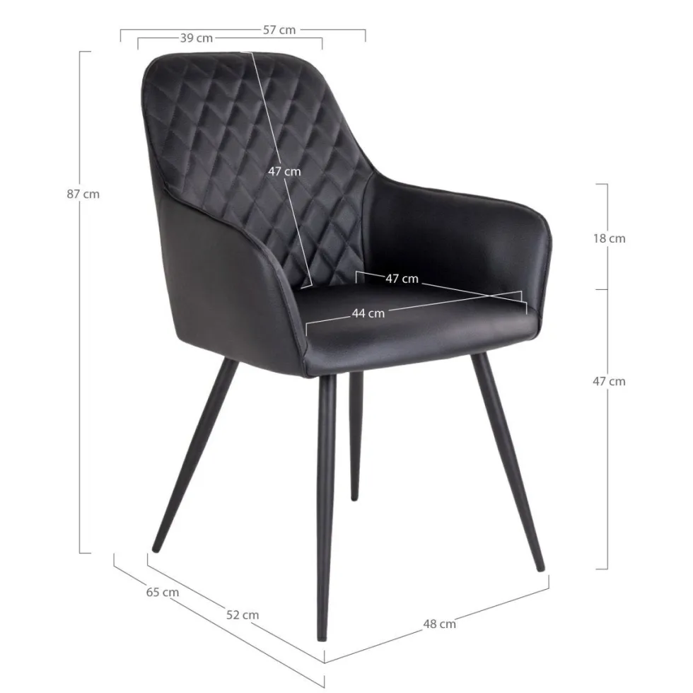 2-pk Harbo spisestol sort PU-skinn