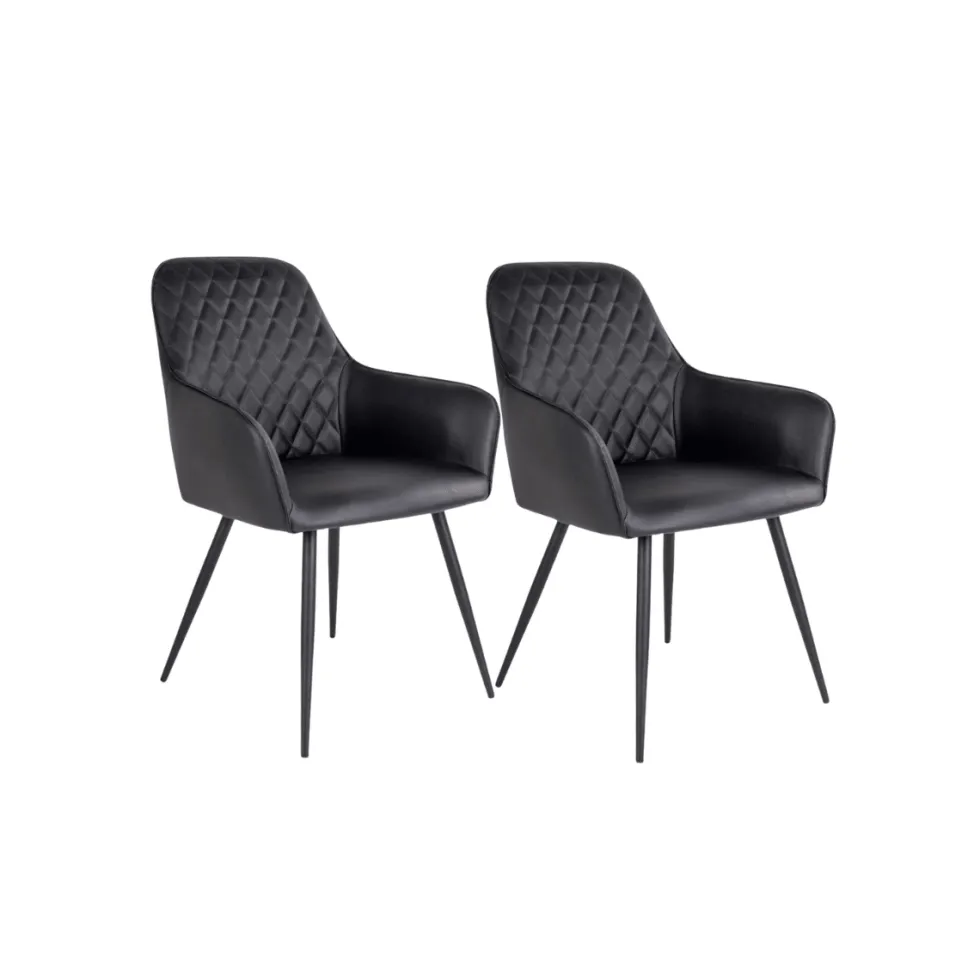 2-pk Harbo spisestol sort PU-skinn