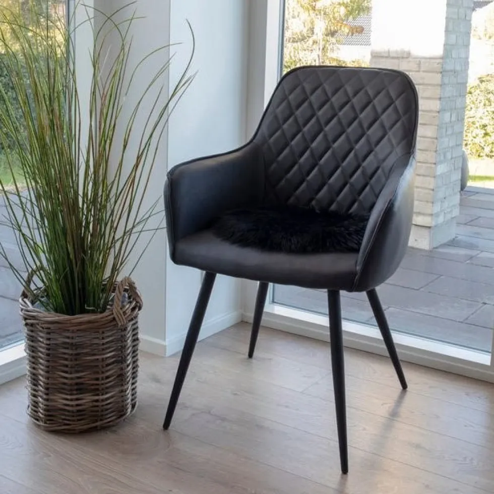 2-pk Harbo spisestol sort PU-skinn
