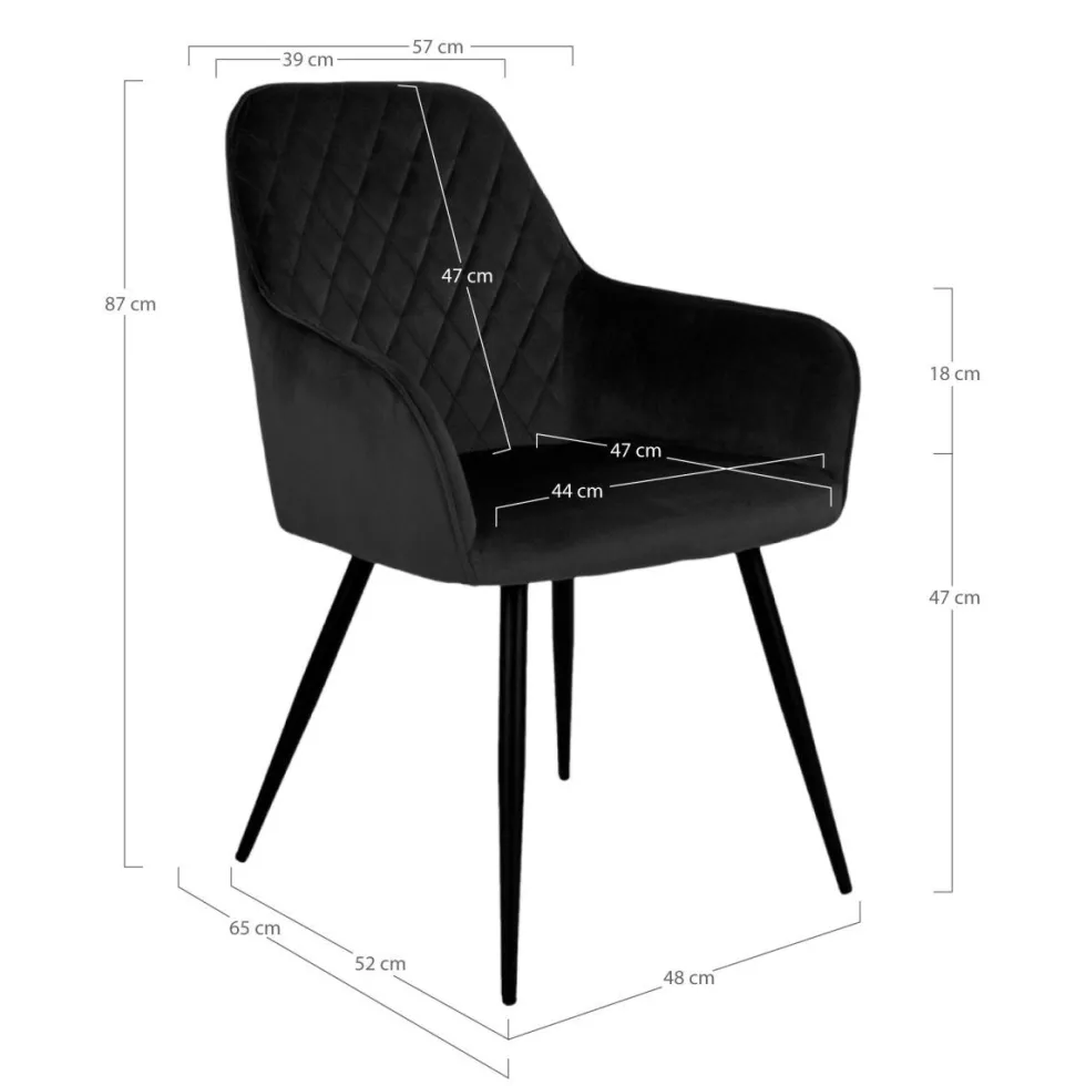 2-pk Harbo spisestol sort velur
