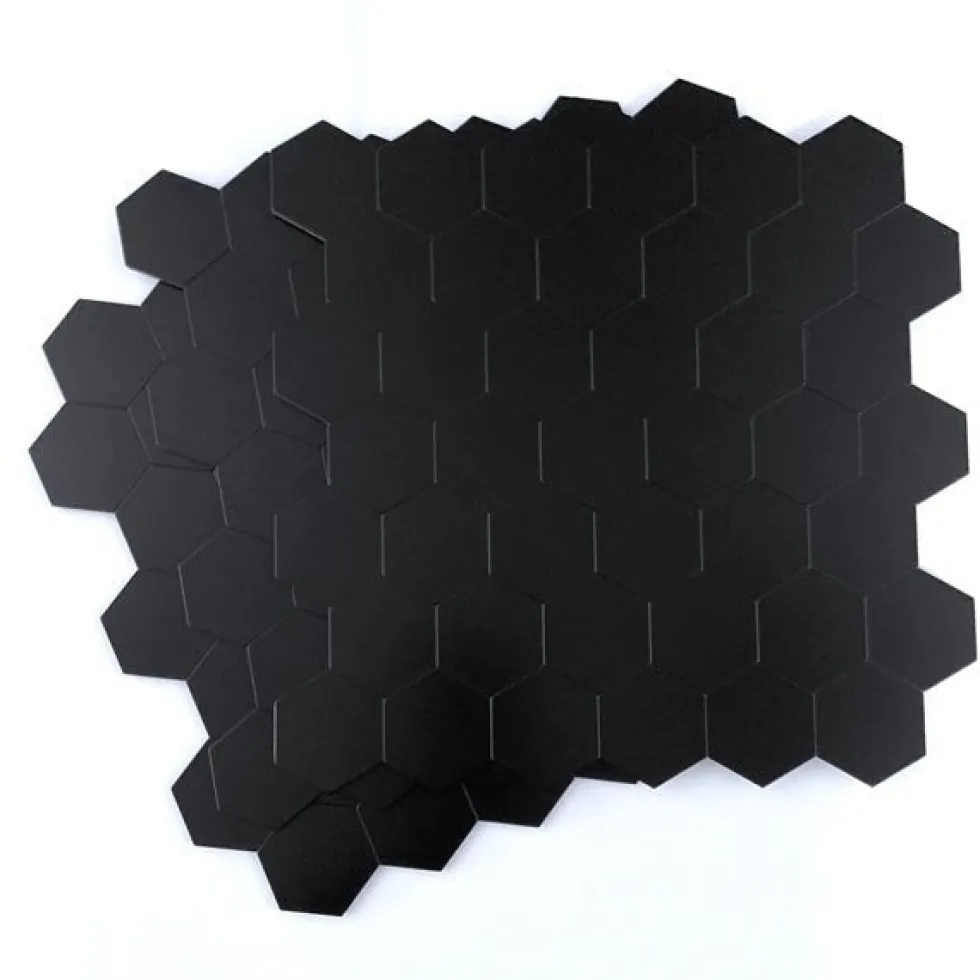 10-pk Hexagon sort matt selvklebende veggfliser