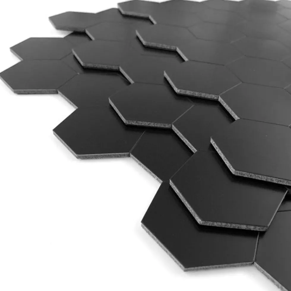 10-pk Hexagon sort matt selvklebende veggfliser