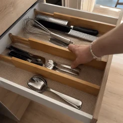 4-pk Justerbar skuffedeler, bambus