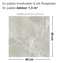 8-pk Kalk beige selvklebende fliser