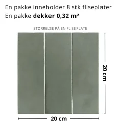 8-pk Katja olivengrønn selvklebende fliser