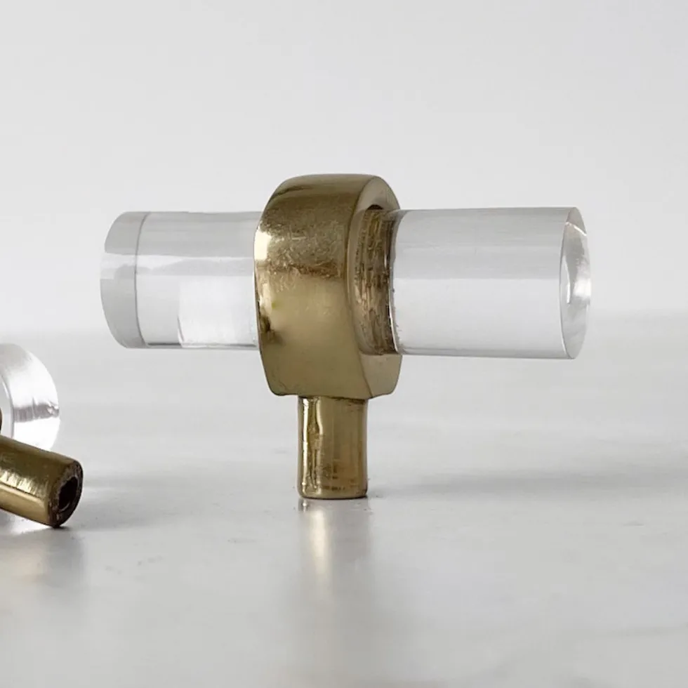 2-pk knott Cylinder, glass og gull