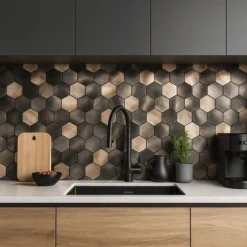 10-pk Latte hexagon selvklebende veggfliser