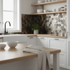 10-pk Latte hexagon selvklebende veggfliser