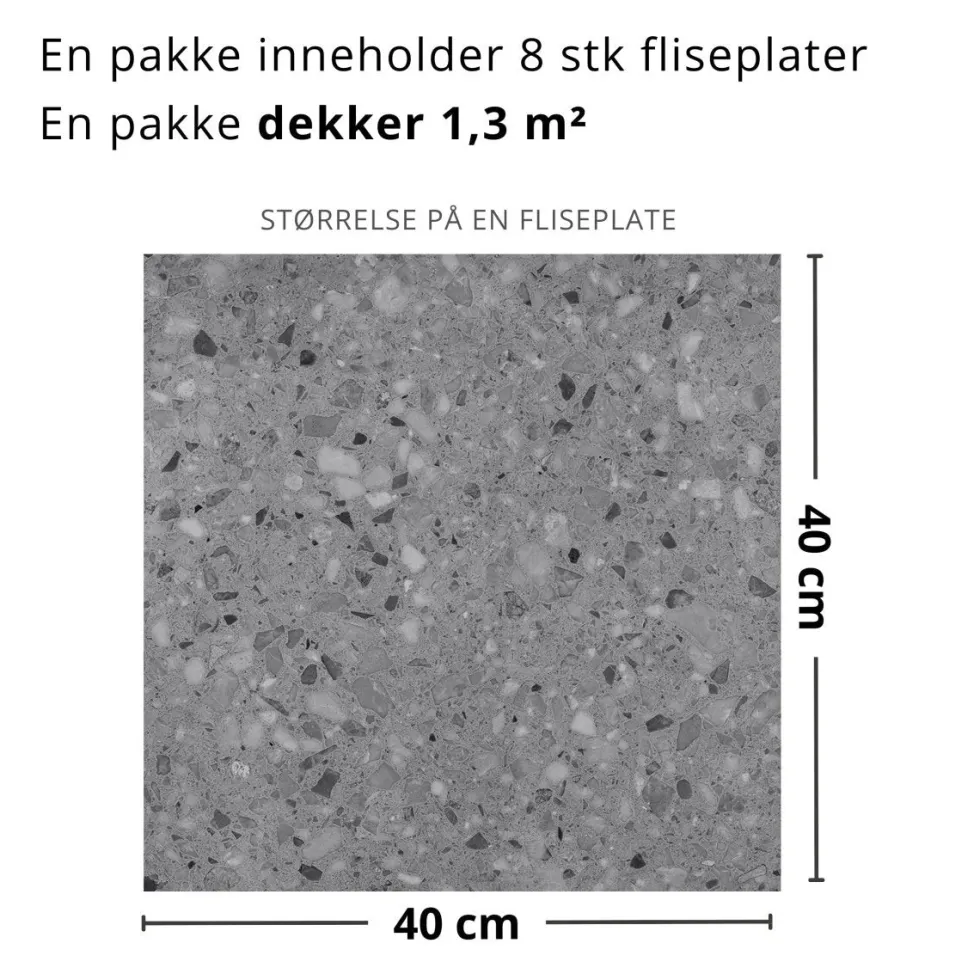 8-pk Lisboa Terrazzo grå selvklebende fliser
