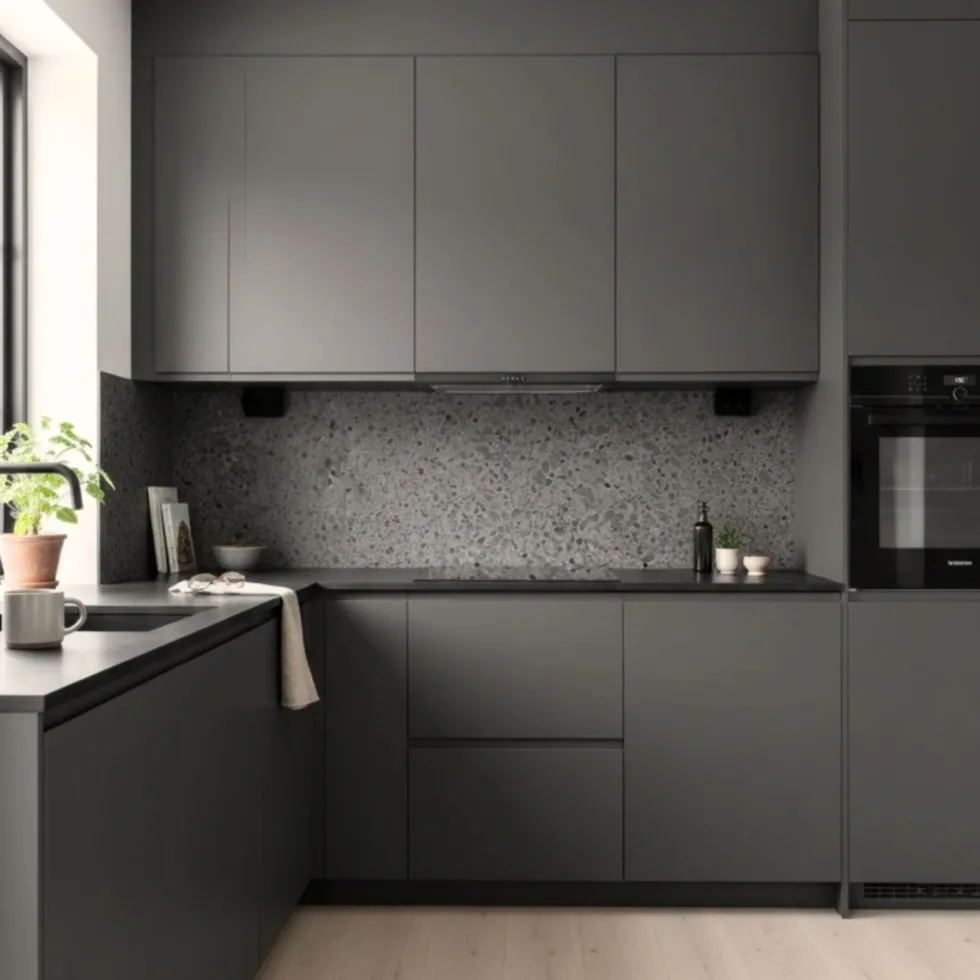 8-pk Lisboa Terrazzo mørkegrå selvklebende fliser