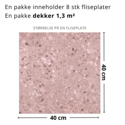 8-pk Lisboa Terrazzo rose selvklebende fliser