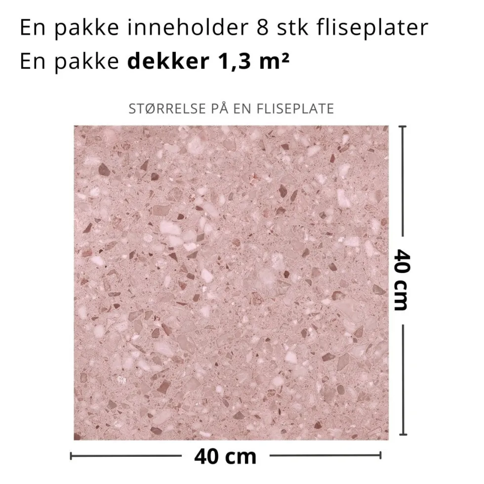 8-pk Lisboa Terrazzo rose selvklebende fliser