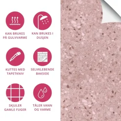 8-pk Lisboa Terrazzo rose selvklebende fliser