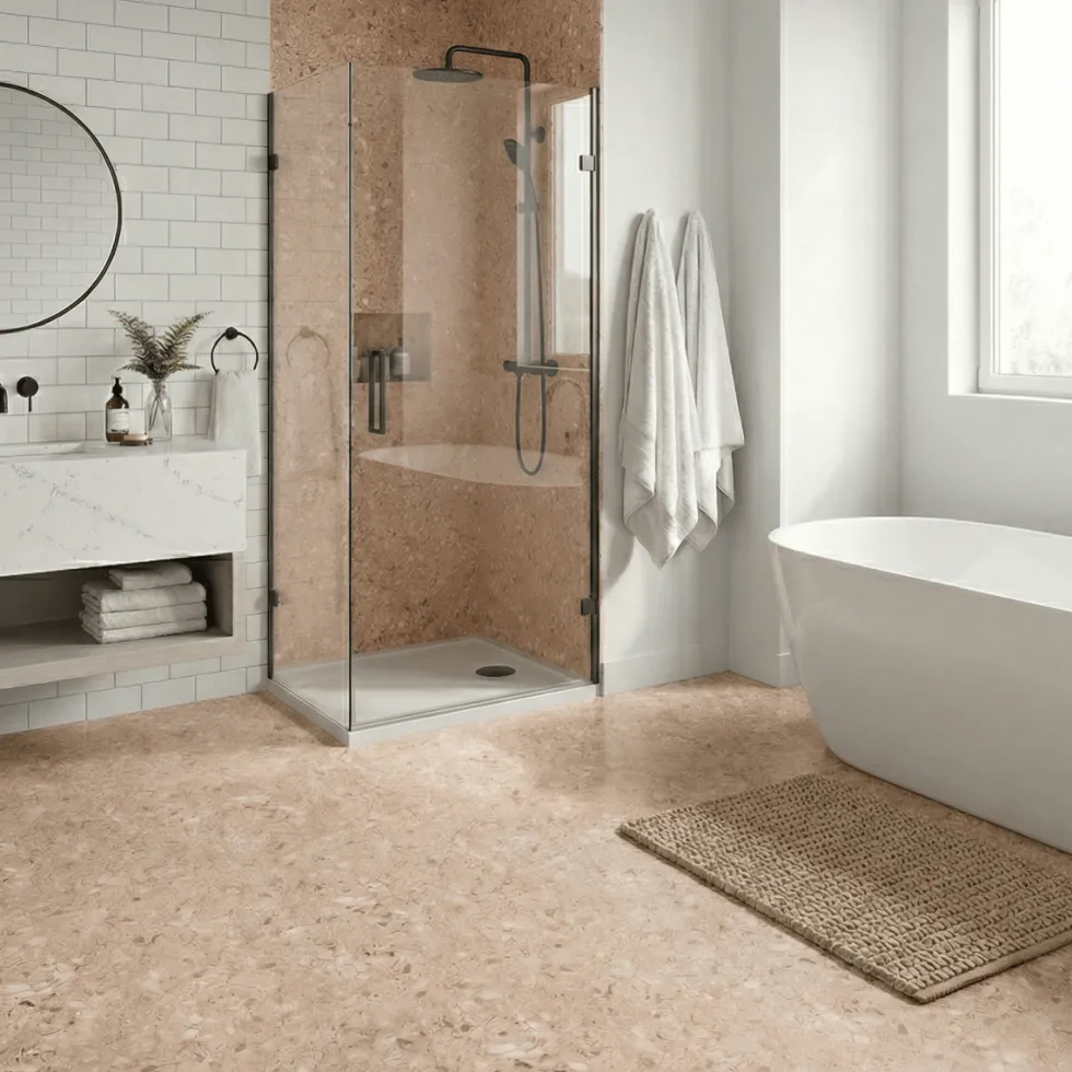 8-pk Lisboa Terrazzo sand selvklebende fliser