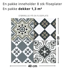 8-pk Margaux selvklebende fliser 2 mønster