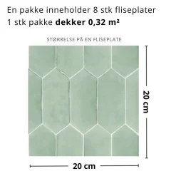 8-pk Mathilde lys grønn selvklebende fliser