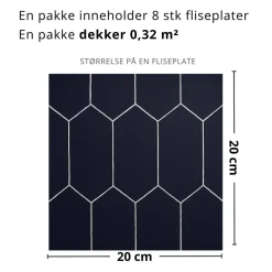 8-pk Mathilde Mørkeblå selvklebende fliser