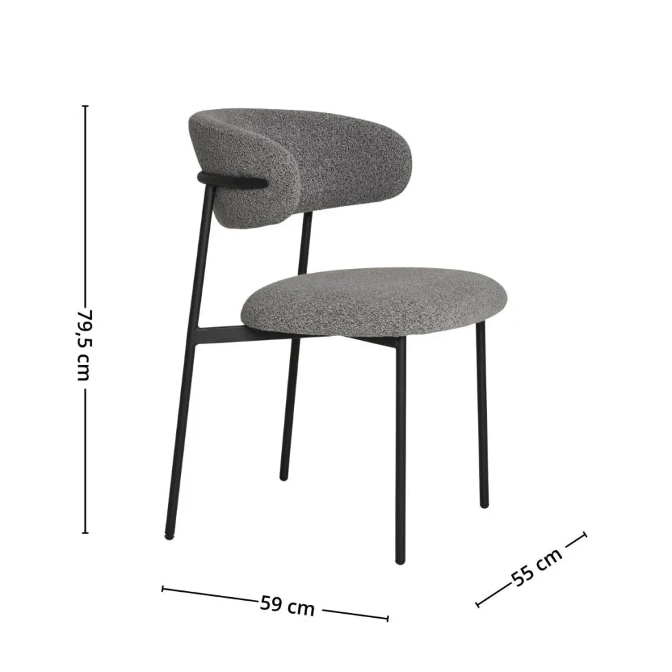 2-pk Mira lysegrå spisestol