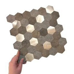 10-pk Mocca hexagon selvklebende veggfliser
