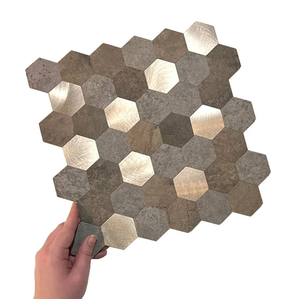 10-pk Mocca hexagon selvklebende veggfliser