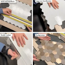 10-pk Mocca hexagon selvklebende veggfliser