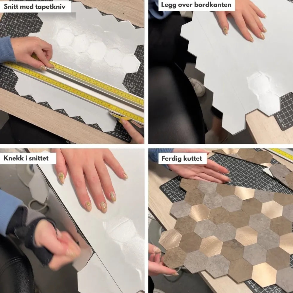 10-pk Mocca hexagon selvklebende veggfliser