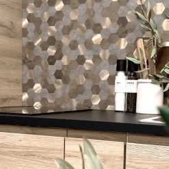 10-pk Mocca hexagon selvklebende veggfliser