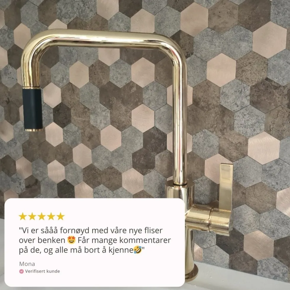 10-pk Mocca hexagon selvklebende veggfliser