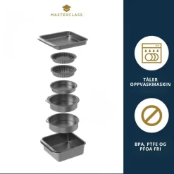 7-pk nonstick bake- og stekesett, stabelbar