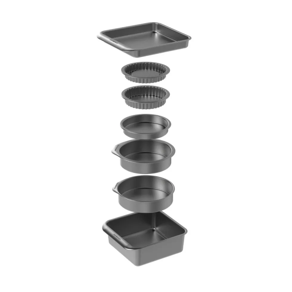 7-pk nonstick bake- og stekesett, stabelbar