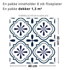 8-pk Nova kald blå selvklebende fliser