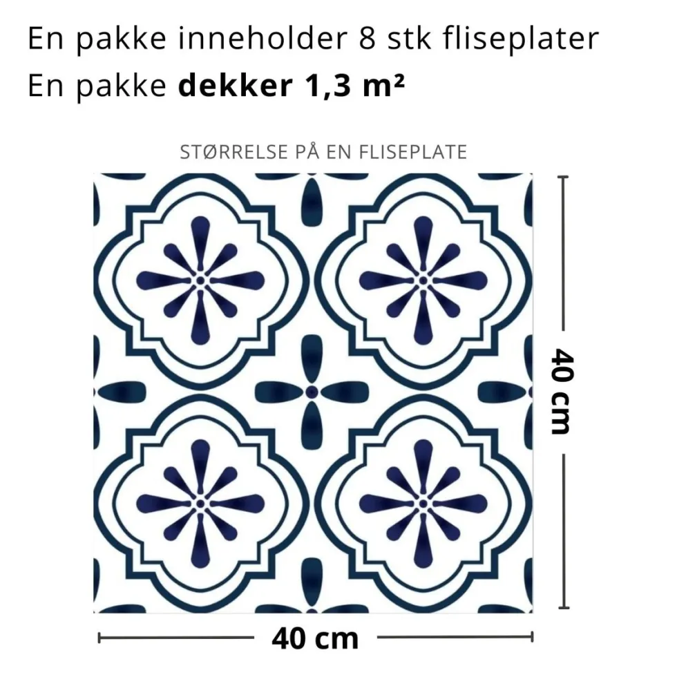 8-pk Nova kald blå selvklebende fliser