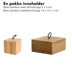 2-pk oppbevaringsbokser bambus