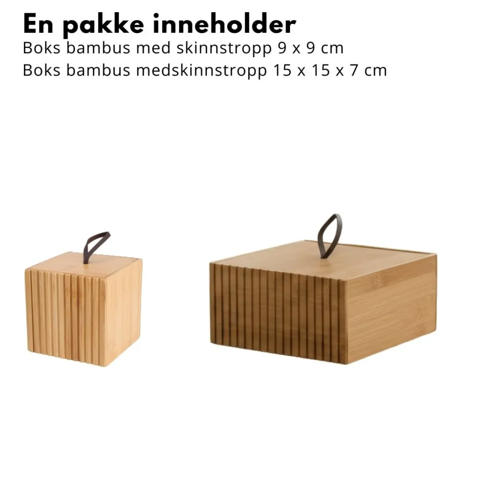 2-pk oppbevaringsbokser bambus