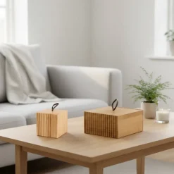 2-pk oppbevaringsbokser bambus