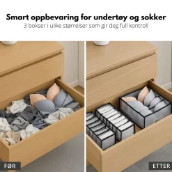 3-pk oppbevaringsbokser til garderobe