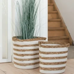 2-pk Oppbevaringskurver Stripet Hvit/Natur