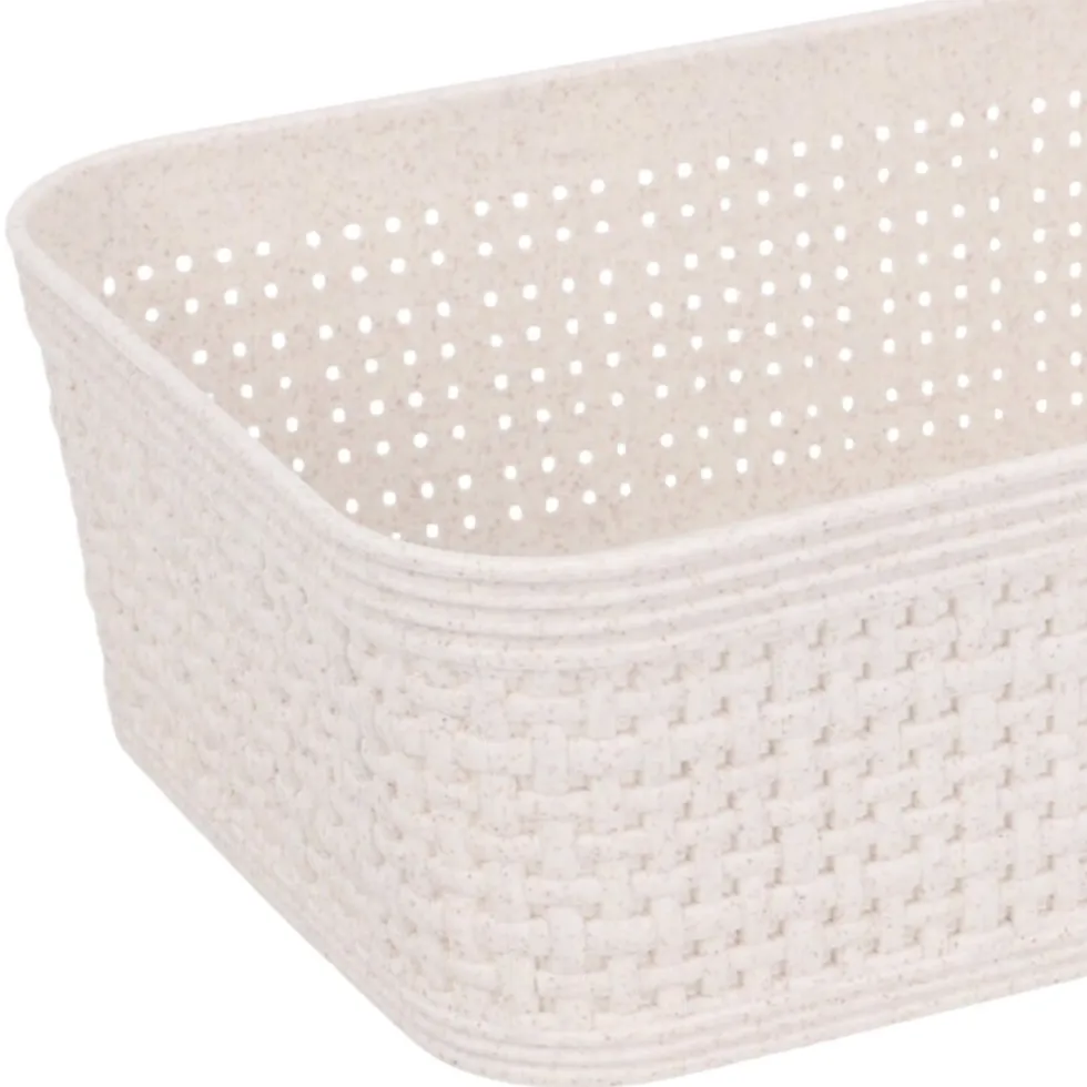 2-pk Oppbevaringskurv sandfarget 19 x 13,5 x 6 cm